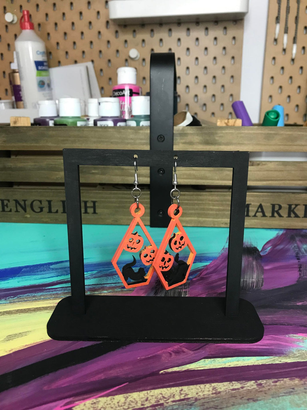 Boucle d’oreille Chat et Citrouille