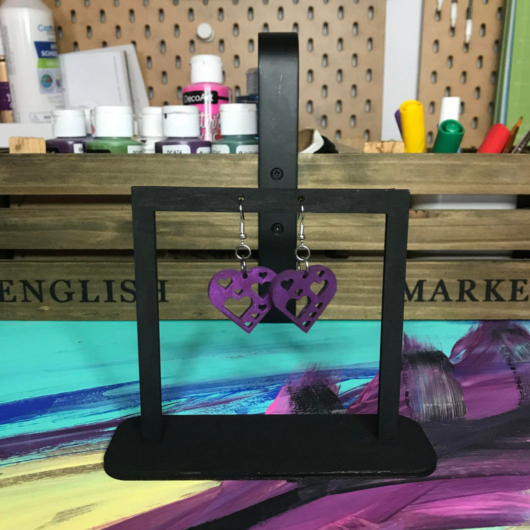 Boucle d’oreille coeur mauve